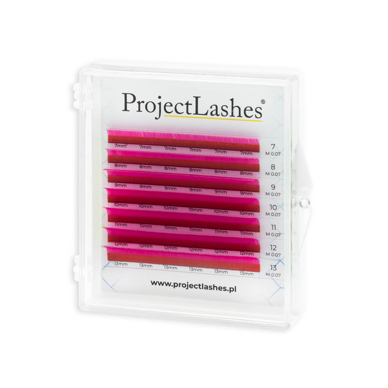 Rzęsy kolorowe ProjectLashes HOT PINK MIX 7-13 mm